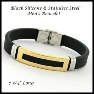 Stainless Steel & Silicone 2 Tone Bracelet